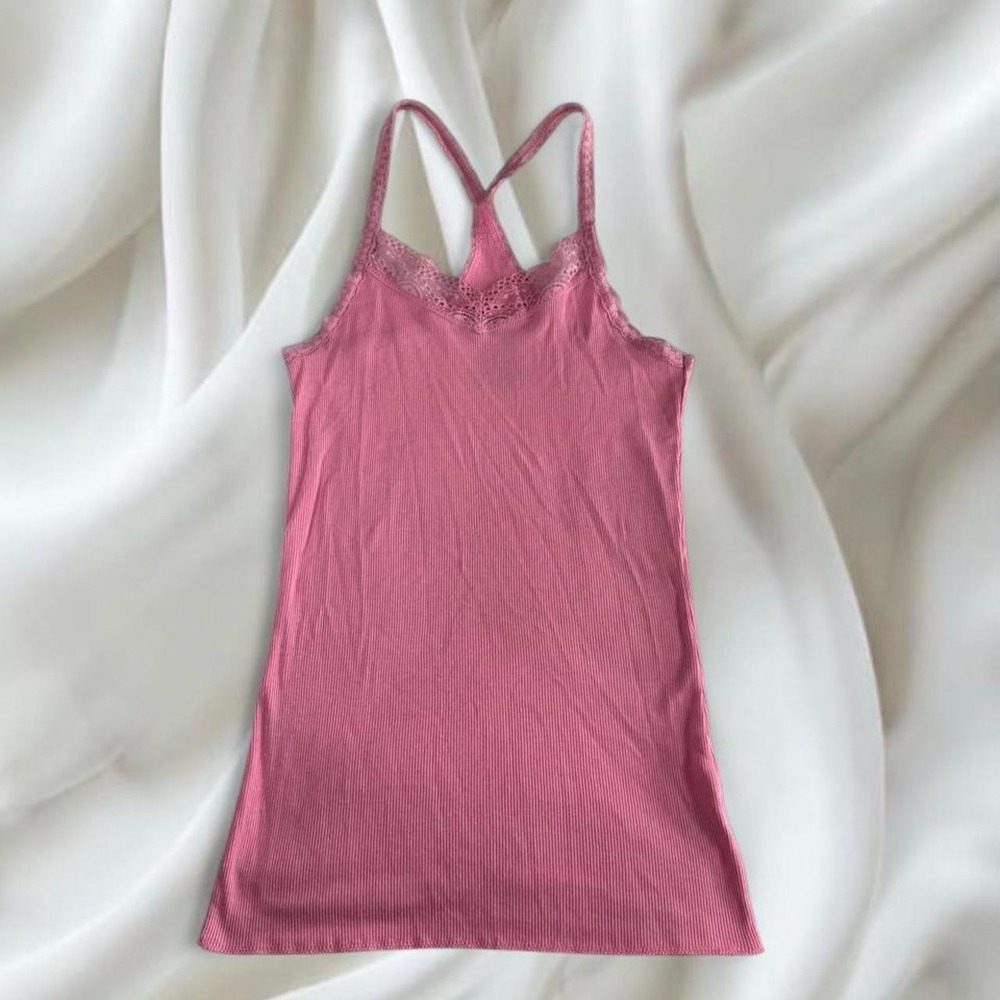 No Boundaries pink racerback lace babydoll cami tank top y2k vintage mcbling